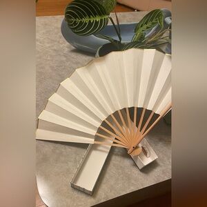 Vintage in box Odori Fan Sensu folding metallic gold edged Japanese